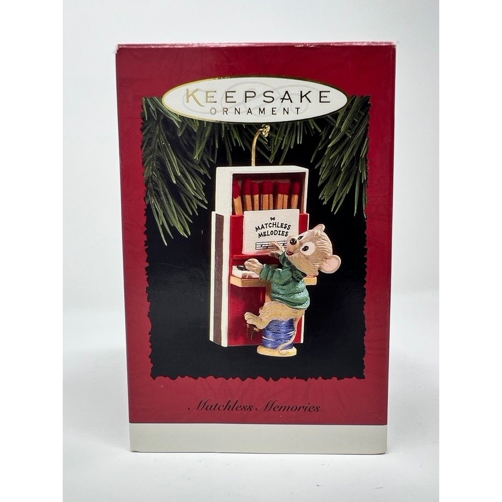 Hallmark Matchless Memories Ornament 1996 Mouse Matchbox Piano Multicolor Vtg